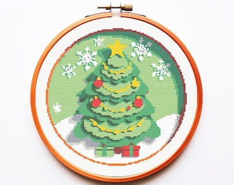 Cross Stitch Pattern PDF Christmas Tree  Santa Winter House Cityscape Ornament Fairy Light Easy Cute Funny Deer Snowflake Nature Scene Gift
