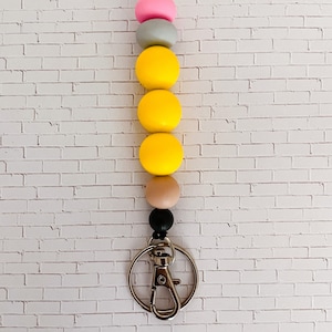 Teacher Lanyard | Ticonderoga Pencil Lanyard | Back to School Lanyard | Silicone Bead Lanyard | Lanyard for Badge & Keys