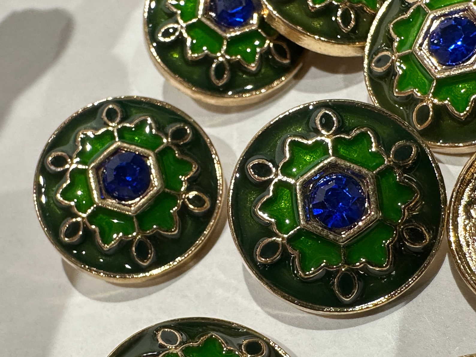 5xluxury Gold Green Blue Colour Fancy Shank Buttons/20mm-metal Coat ...