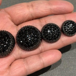 Black Rhinestone Shank Buttons: Metal Coat Fasteners (10-25mm)sewing accessories/fancy buttons