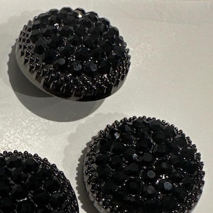 Black Rhinestone Shank Buttons: Metal Coat Fasteners (10-25mm)sewing ...