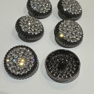 6xLuxury Black Colour rhinestone Fancy Large Shank Buttons/23mm-Metal Coat Buttons