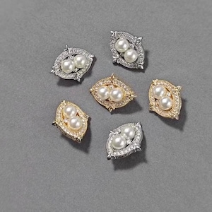 4x Luxury golden and Silver Colour rhinestone Fancy Shank Buttons/22x17mm-Metal Coat Buttons