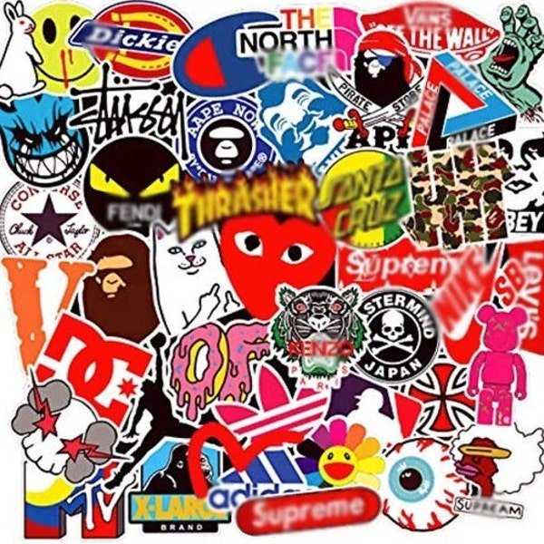 100-Pcs Street Fashion Sticker Pack Waterproof Cute Aesthetic Trendy Vinyl Stickers for Teens Kids Girls and Boys, Bumper Stickers,