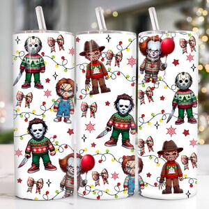 Christmas Horror 20oz Tumbler Png, Christmas Tumbler Png, Merry Christmas 20 oz Tumbler Wrap, Christmas 20 oz Skinny Tumbler Png