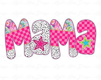 Hot Pink Mama Png, Dalmatians Dots Mama png, Pink Mama png, Mama Floral png, Retro Mama Png, Floral Mama, Mothers Day Png, Mothers Day Gift