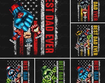 Personalized Superhero Dad Fist Bump Up to 6 Kids Png, Super Dad Png, Fathers Day Png, Father Hand Png, Dad Fist Bump Png, Father and Son