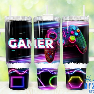 Gamer 40 Unzen Becher Png, Neon Spiel Becher 40 Unzen Png, Gaming 40 Unzen Becher Wrap, Game Controller 40 Unzen Becher Png Sublimation
