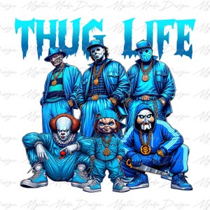 Película de terror Thug Life Png, Halloween aterrador Png, Amigo de terror Png, Camiseta de Halloween Png, Personajes de Halloween, Halloween de moda Png