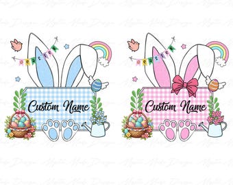 Boy And Girl Easter Day Custom Kid Name Png, Custom Easter Bunny Png, Easter Coquette Png, Easter Png, Easter day Png, Easter bunny Png