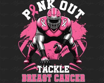 Football Pink Out png, Breast Cancer Football Png, Breast Cancer Awareness Png, Pink Ribbon, Game Day png, Football Mom Png, Tackle Cancer