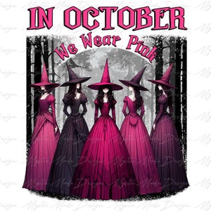 Im Oktober tragen wir Pink Png, Brustkrebs Png, Halloween-Hexe Png, Gruselige Saison Png, Retro Halloween Png, Kokette Halloween Png