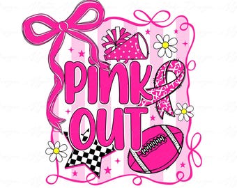 Football Pink Out png, Breast Cancer Football Png, Breast Cancer Awareness Png, Pink Ribbon, Pink Out png, Football Mom Png, Tackle Cancer