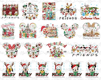 Pack 40+ Christmas Cartoon Png, Merry Christmas Png, Christmas Png, Christmas Mouse and Friends Png, Retro Christmas Png, Trendy Christmas