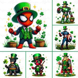 Bundle St. Patrick&#39;s Day Superheld Png, St. Patricks Day Cartoon Png, Kleeblatt PNG, St. Patrick&#39;s Day Png, Patricks Day Png, Irish Day Png