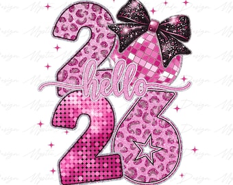 Happy New Year 2026 Png, New Years Png, Brushstroke New Year Png, Disco Ball Png, Coquette New Year Png, Pink Leopard New Year 2026 Png