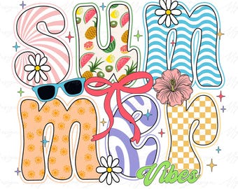 Summer Vibes Png, Summer Coquette Bow, Summer Coquette Png, Boho Summer Vibes Png, Trendy Summer Shirt Design Png, Floral Summer Png