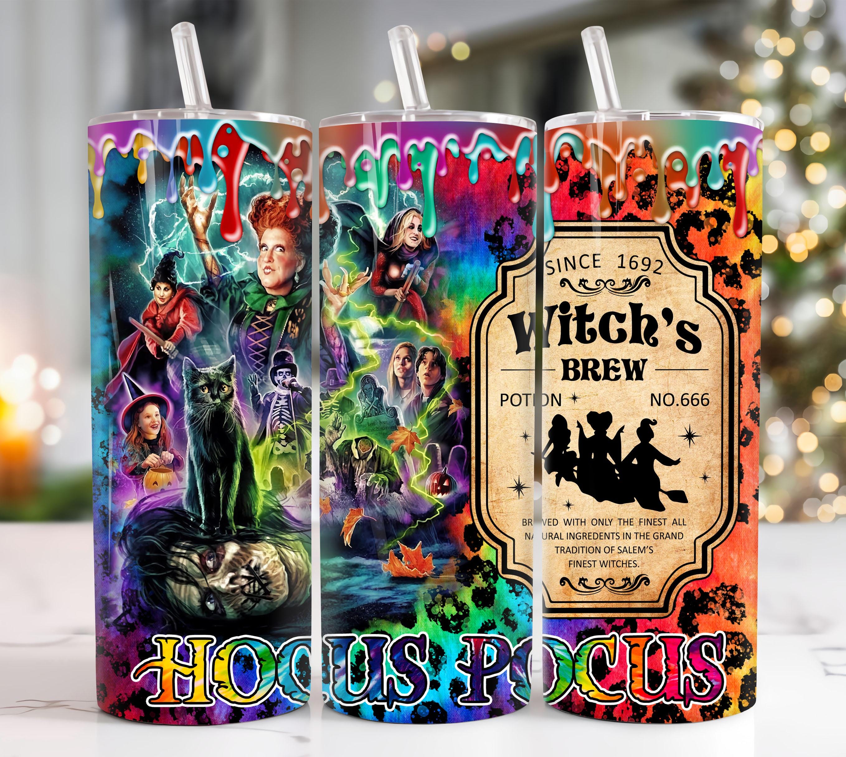 Neon Magic Witches Brew 20oz Tumbler Png, Horror Characters Tumbler ...