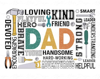 Dad Word Collage Png, Father's Tools Png, Best Dad Ever Png, Funny Dad Png, Dad Life Png, Fixer Dad Png, Fathers Day Png, Fathers Day Gift