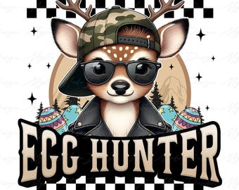 Retro Deer Hunter Sublimation Png, Kids Easter Png, Deer Buck Backward Cap Hunting Png, Egg Hunter, Boys Easter Png, Hunting Easter Png