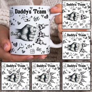 Personalisierte Dad Fist Bump Becherverpackung, Papas Team 11 Unzen Bechervorlage, Vatertag 11 Unzen Becher Png, Vater Kaffeetassen Png, benutzerdefinierte Dad Becher Png