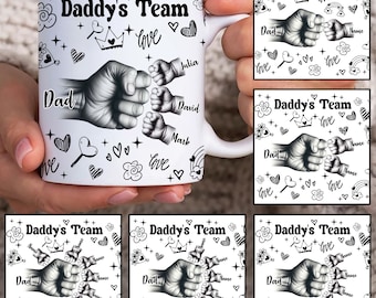 Personalized Dad Fist Bump Mug Wrap, Dad's Team 11oz Mug Template, Fathers Day 11oz Mug Png, Father Coffee Mugs Png, Custom Dad Mug Png