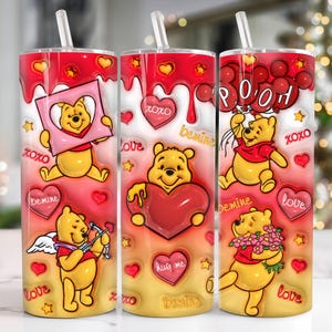 Valentijnsdag cartoon 3D opgeblazen beker van 20 oz png, beker voor Happy Valentijnsdag 20 oz png, beker van 20 oz omslag, beker voor valentijnskaarten van 20 oz