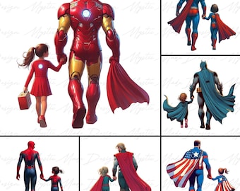 Superhero Dad Png Bundle, Hero Dad Png, Super Dad Png, Fathers Day Png, Father Hand Png, Dad and Daughter Png, Father and Daughter Png
