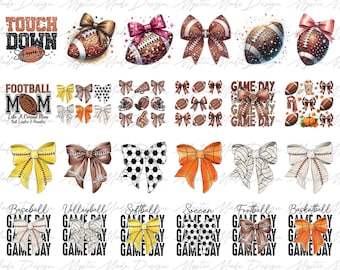 Pack 25+ Sports Coquette Bow, Coquette Football png, Football Bow png, Football mom png, Game Day Png, Football Season Png, Sports png
