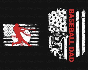 Custom Baseball Dad Flag Png, Ball Dad Png, Sports Dad Png, Fathers Day Gift, Daddy Png, Fathers Day Png, American Flag Baseball Father Png