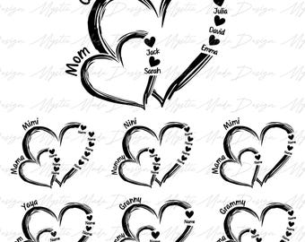 Custom Mom Heart Png, Custom Mama Png, Custom Grandma with Kids Names, Mothers Day Gift, Mama Png, Mothers Day Png, Heart Kids Names Png