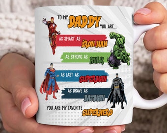Superhero Dad 11oz Mug Wrap, Super Dad 11oz Mug Template, Fathers Day 11oz Mug Png, Father Hand Coffee Mugs Png, Dad Mug Wrap