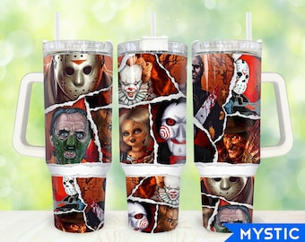 Horror Halloween 40oz Tumbler Png, Horror Characters Tumbler 40oz Png, Halloween Movies 40 oz Tumbler Wrap, 40 oz Tumbler Png Sublimation