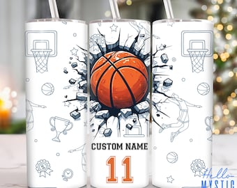 Custom name basketball 20oz Tumbler Png, Basketball Tumbler 20oz Png, Sport 20 oz Tumbler Wrap,Basketball 20 oz Skinny Tumbler Png