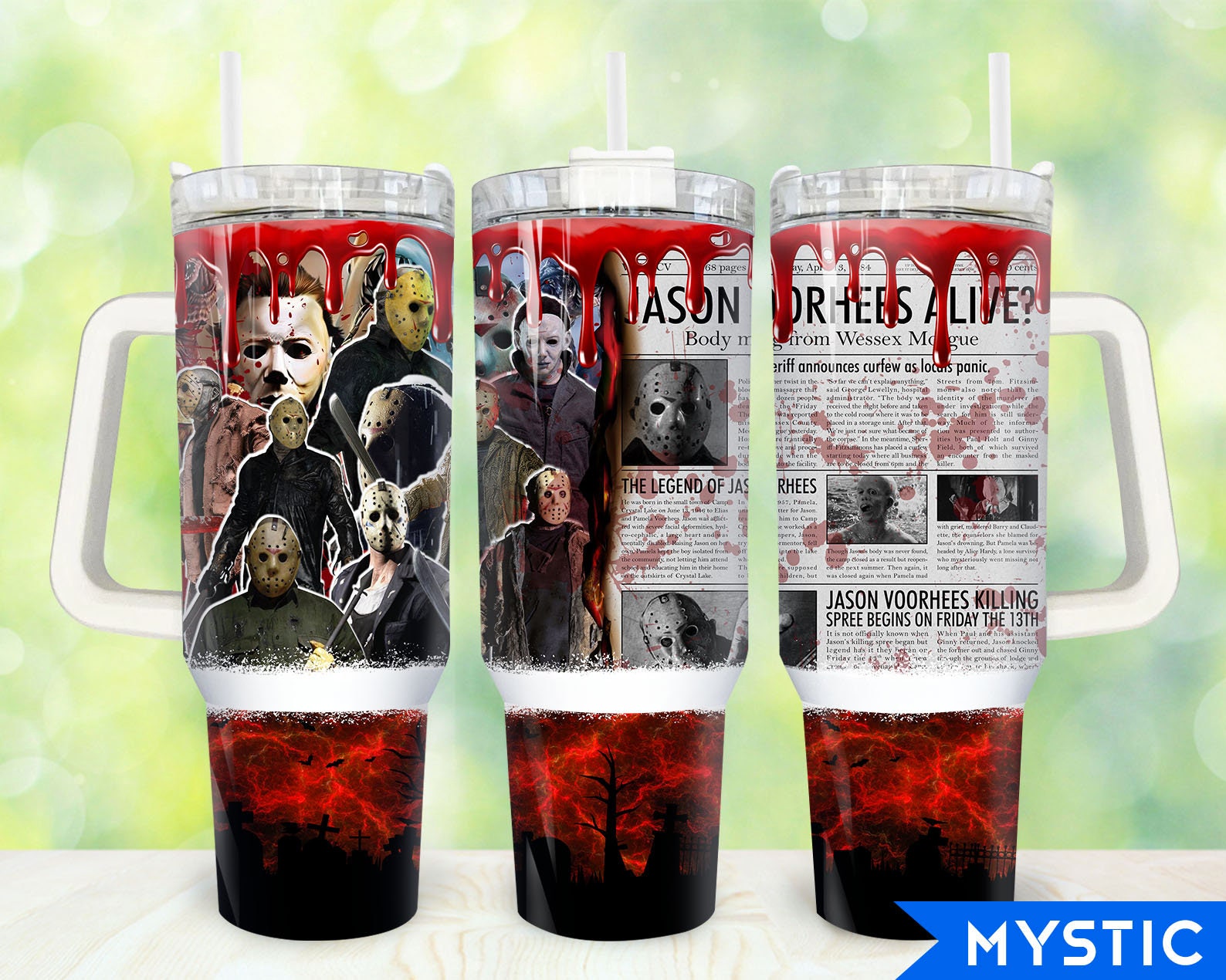 Horror Halloween 40oz Tumbler Png, Horror Characters Tumbler 40oz Png