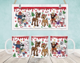 Christmas 3D Inflated Mug Wrap, Christmas 11oz & 15oz Mug Template, Christmas 11oz Mug Png, 15oz Mug Png, Coffee Mugs Png, Mug Press Design