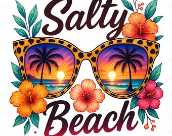 Salty Beach Png, Beach Png, Retro Summer Png, Boho Summer Vibes Png, Trendy Summer Shirt Design Png, Vintage Summer Png, Sunset Png