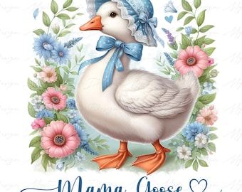 Mama Goose Png, Mama Silly Goose png, Goose Mama png, Fleur d'oie Png, Oie fête des mères Png, Oie florale Png, Cadeau fête des mères