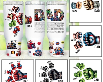 Personalized Superhero Dad Fist Bump Up to 6 Kids 40oz Tumbler Png, Dad  Tumbler 40oz Png, Best Dad 40 oz Tumbler Png, Fathers Day Png