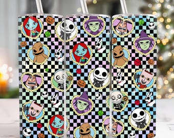Movies Characters 20oz Tumbler Png, Christmas Nightmare Tumbler 20oz Png, Halloween 20 oz Tumbler Wrap, Christmas 20 oz Skinny Tumbler Png