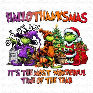 Happy Hallothanksmas Png, Halloween Png, Thanksgiving Png, Christmas Png, Hallothanksmas Png, Christmas Characters Png, Trendy Christmas Png