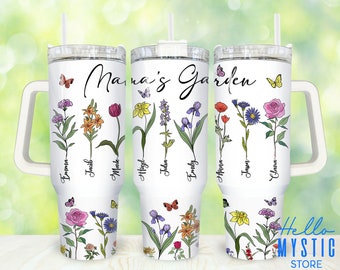 Mamas Garten 40 Unzen Tumbler Png, Benutzerdefinierter Geburtsmonat Blumen Mom Tumbler 40 Unzen Png, Muttertag 40 Unzen Tumbler Wrap, Mama 40 Unzen Tumbler Png