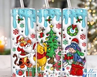 3D Inflated Christmas 20oz Tumbler Png, 3D Christmas Tumbler 20oz Png, Merry Christmas 20 oz Tumbler Wrap, 3D Xmas 20 oz Skinny Tumbler Png