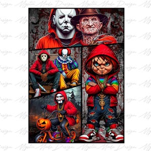 Película de terror Thug Life Png, Halloween aterrador Png, Amigo de terror Png, Camiseta de Halloween Png, Personajes de Halloween, Halloween de moda Png