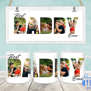 Best Dad Ever 11oz Mug Wrap, Custom Photo Dad 11oz Mug Template, Fathers Day 11oz Mug Png, Father Coffee Mugs Png,Dad Mug Png