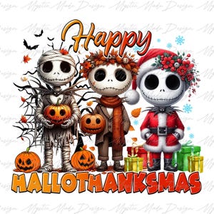 Happy Hallothanksmas Png, Halloween Png, Thanksgiving Png, Christmas Png, Hallothanksmas Png, Christmas Characters Png, Halloween Nightmare