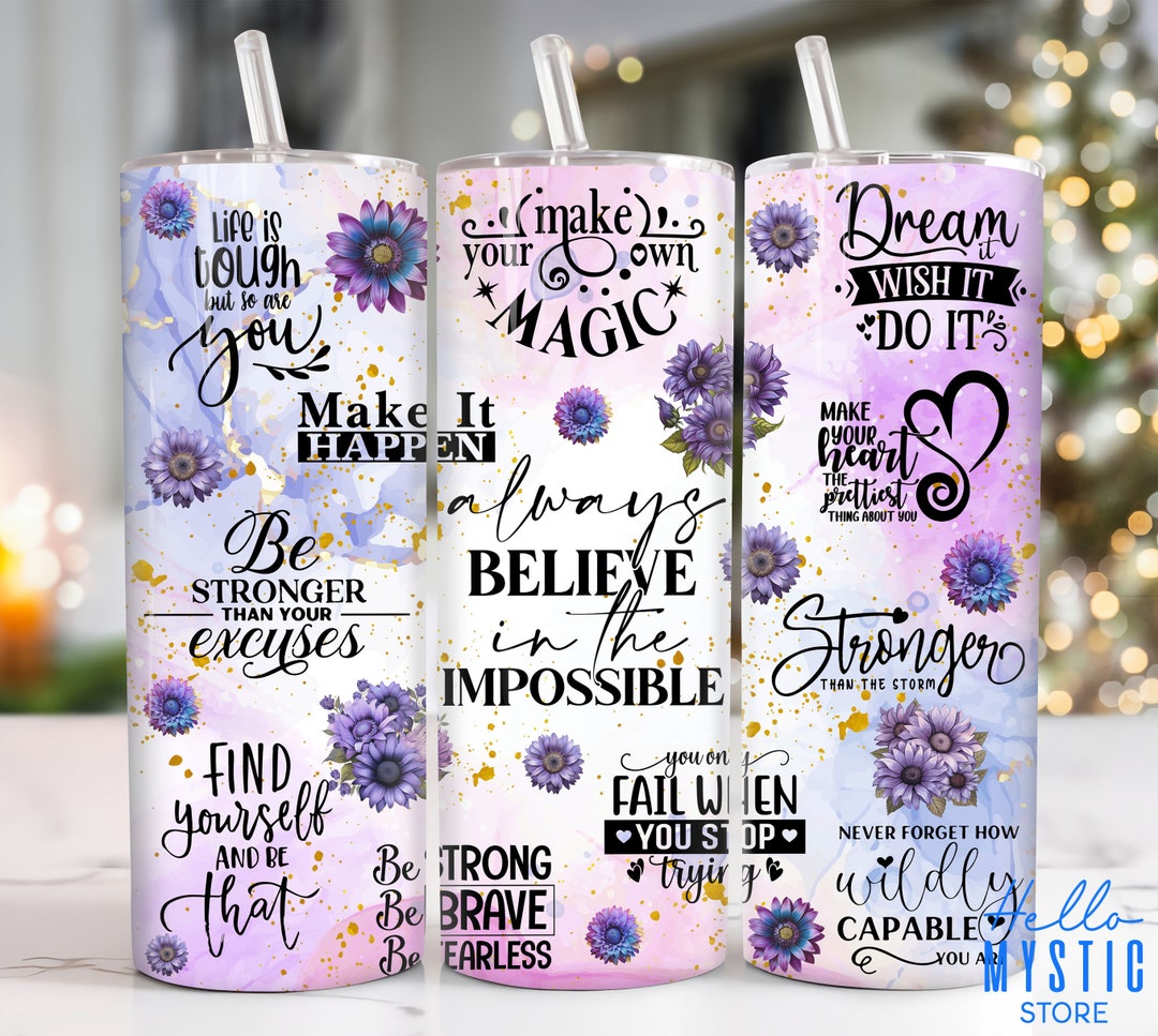 Positive Affirmations 20oz Tumbler Png, Inspirational Quotes Tumbler ...