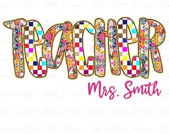 Aangepaste leraar png, leraar boho bloemen png, Teacher's Day png, leraar png, terug naar school png, retro leraar png, leraar penseelstreek png