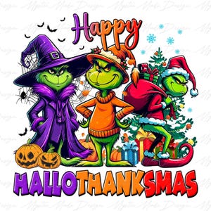 Happy Hallothanksmas Png, Halloween Png, Thanksgiving Png, Christmas Png, Hallothanksmas Png, Christmas Characters Png, Trendy Christmas Png
