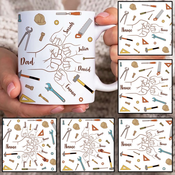 Personalized Dad Fist Bump Mug Wrap, Mechanic Dad 11oz Mug Template, Fathers Day 11oz Mug Png, Father Coffee Mugs Png, Custom Dad Mug Png